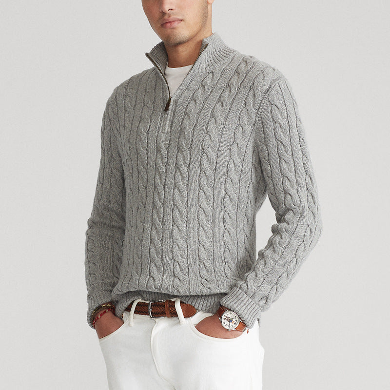 Cable Knit Half-zip Sweater